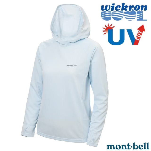 【mont-bell】女 COOL HOODIE UV連帽T恤.套頭衫.運動休閒上衣/1114698 LBL 淺藍✿30E010